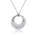 Silver 925 Rhodium Plated Clear CZ Ring Pendant Necklace - STP00817CLR