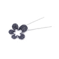 Silver 925 Rhodium Plated Black CZ Flower Pendant Necklace - STP00818