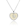 Silver 925 Rhodium Plated Clear CZ Heart Gold Plated Swirl Pendant Necklace - STP00838