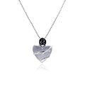 Silver 925 Rhodium Plated Clear CZ Heart Pendant Necklace - STP00846