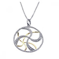 Silver 925 Rhodium Plated Clear CZ Swirl Pendant Necklace - STP00859