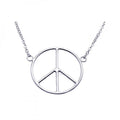 Silver 925 Rhodium Plated Peace Pendant Necklace - STP00862