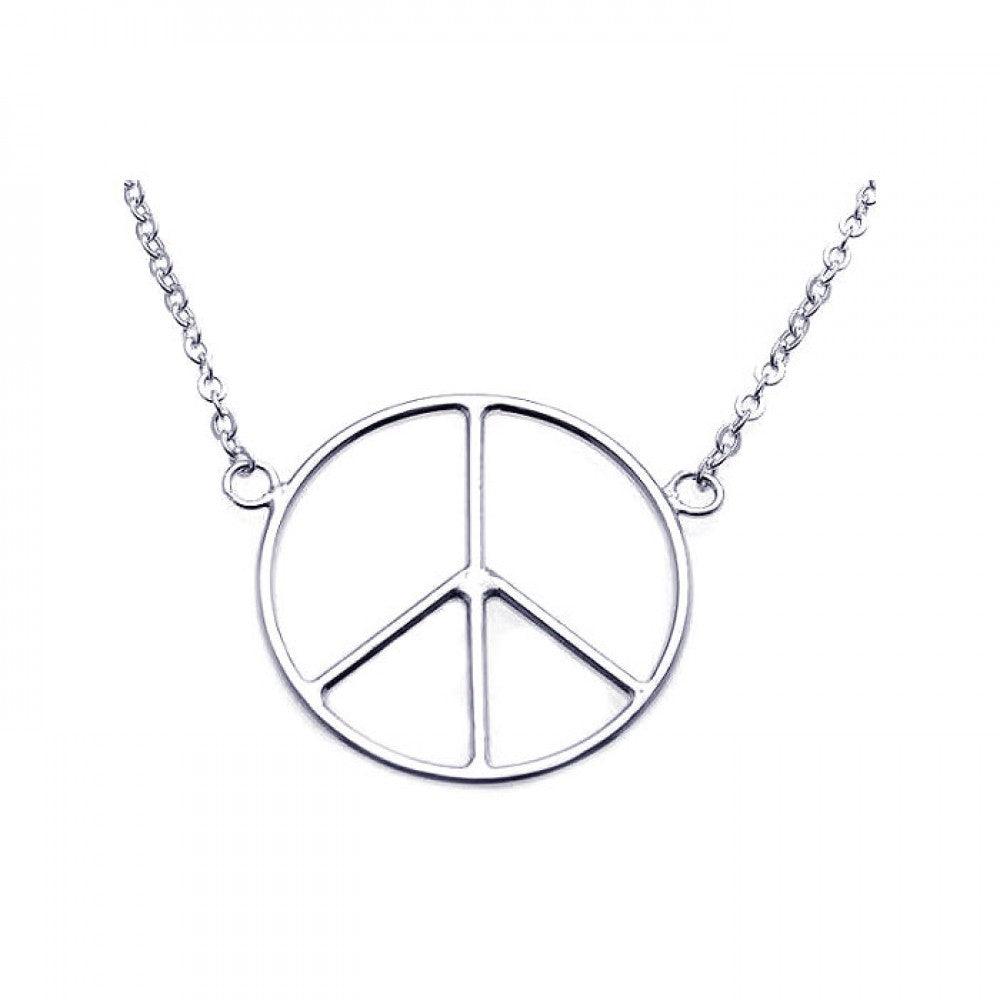Silver 925 Rhodium Plated Peace Pendant Necklace - STP00862