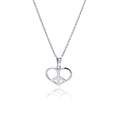 Silver 925 Rhodium Plated Clear CZ Heart Pendant Necklace - STP00898