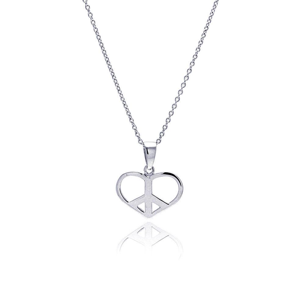 Silver 925 Rhodium Plated Clear CZ Heart Pendant Necklace - STP00898