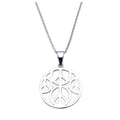 Silver 925 Rhodium Plated Clear CZ Round Pendant Necklace - STP00900
