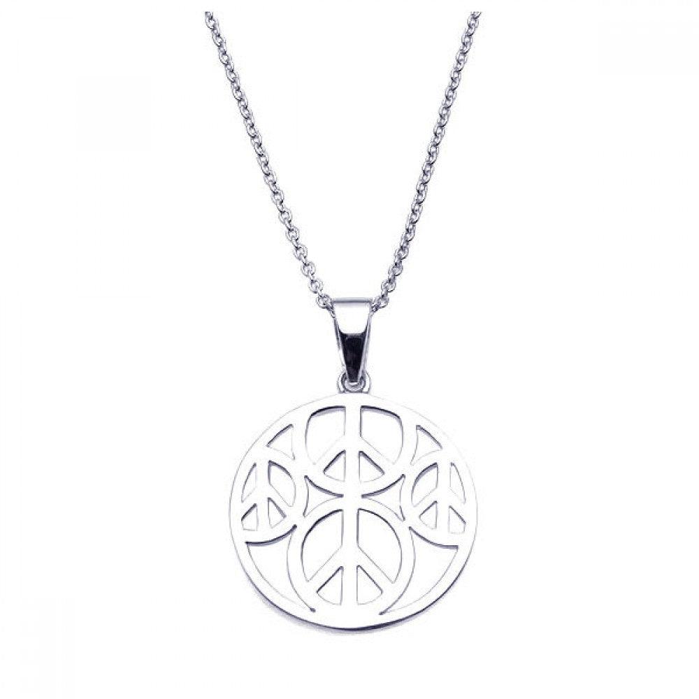 Silver 925 Rhodium Plated Clear CZ Round Pendant Necklace - STP00900
