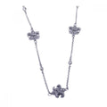 Silver 925 Rhodium Plated Clear CZ Flor De Lis Pendant Necklace - STP00912