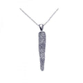 Silver 925 Rhodium Plated Clear CZ Carrot Pendant Necklace - STP00914