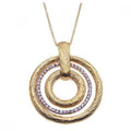 Silver 925 Gold Plated Clear CZ Triple Circle Pendant Necklace - STP00923