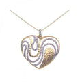 Silver 925 Gold and Rhodium Plated Clear CZ Heart Pendant Necklace - STP00948