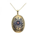 Silver 925 Black Rhodium and Gold Plated Clear CZ Round Pendant Necklace - STP00949