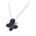 Silver 925 Black Rhodium Plated Clear CZ Butterfly Pendant Necklace - STP00955