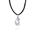 Silver 925 Rhodium Plated Clear CZ Handcuff Key Pendant Necklace - STP00956