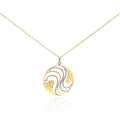 Silver 925 Gold Plated Clear CZ Round Pendant Necklace - STP01015