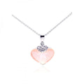 Silver 925 Rhodium Plated Champagne CZ Heart Pendant Necklace - STP01063CH