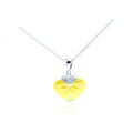 Silver 925 Rhodium Plated Yellow CZ Heart Pendant Necklace - STP01063YLW
