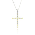 Silver 925 Rhodium Plated Clear CZ Cross Pendant Necklace - STP01065