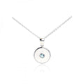 Silver 925 Rhodium Plated Blue CZ Circle Pendant Necklace - STP01078