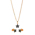 Silver 925 Black Rhodium and Gold Plated Clear Mini Star CZ Stud Earring and Necklace Set - BGS00278