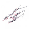 Silver 925 Rhodium Plated Multiple Multiple Color Teardrop CZ Hook Dangling Set - STS00142