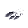 Silver 925 Black and Rhodium Plated Oval Teardrop Oxidized Black CZ Inlay Dangling Stud Earring and Necklace Set - STS00182
