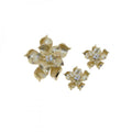 Silver 925 Rhodium Plated Flower CZ Stud Earring and Necklace Set - STS00247