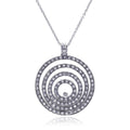 Silver 925 Clear CZ Rhodium Plated Multi Circle Pendant Necklace - STP00053