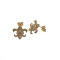 Silver 925 Gold Plated Fleur De Lis CZ Post Earrings - STE00571GP