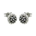 Silver 925 Black and Silver Rhodium Plated Round CZ Stud Earrings - STE00892