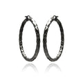 Silver 925 Black Rhodium Plated Hoop Earrings - ITE00021BLK