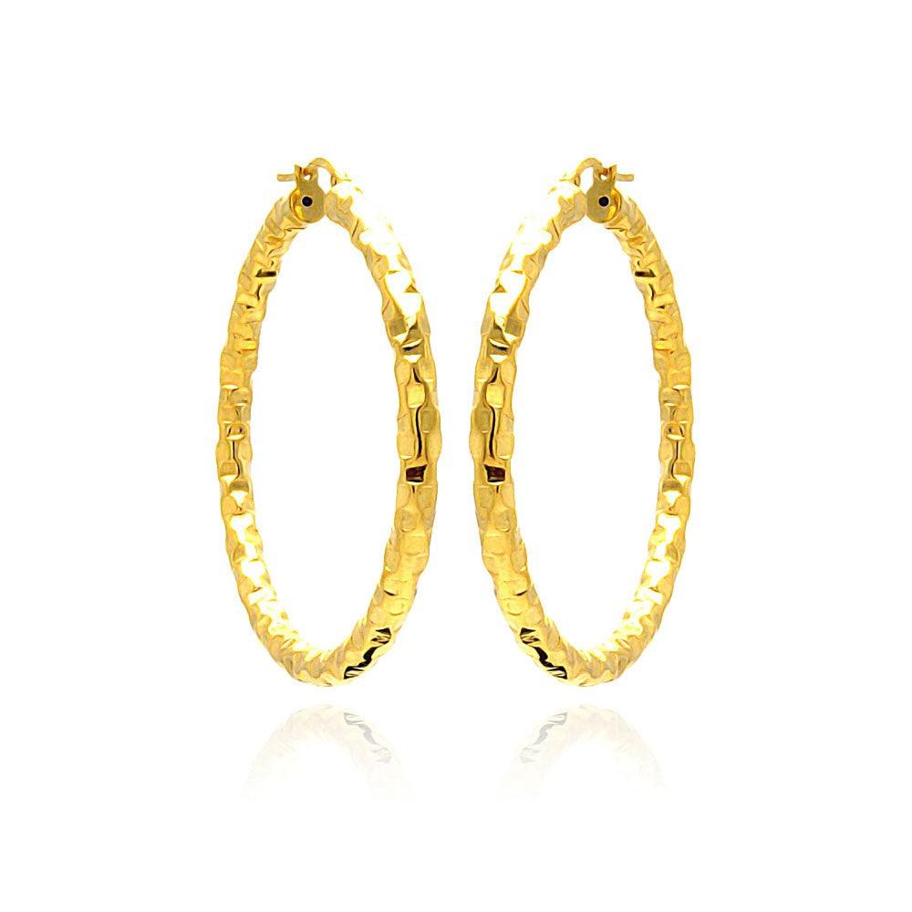 Silver 925 Gold Plated Hoop Earrings - ITE00021GP