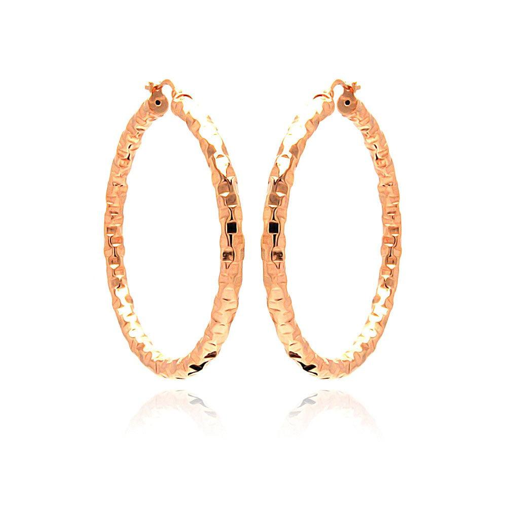 Silver 925 Rose Gold Plated Hoop Earrings - ITE00021RGP