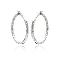 Silver 925 Rhodium Plated Hoop Earrings - ITE00021RH