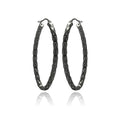 Silver 925 Black Rhodium Plated Oval Hoop Earrings - ITE00022BLK
