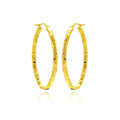 Silver 925 Gold Plated Oval Hoop Earrings - ITE00022GP
