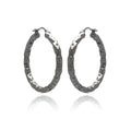 Silver 925 Black Rhodium Plated Oval Hoop Earrings - ITE00023BLK