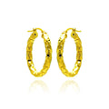 Silver 925 Gold Plated Oval Hoop Earrings - ITE00024GP