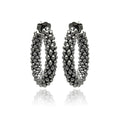 Silver 925 Black Rhodium Plated Italian Hoop Earrings - ITE00029BLK