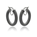 Silver 925 Black Rhodium Plated Italian Hoop Earrings - ITE00030BLK