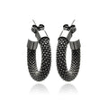 Silver 925 Black Rhodium Plated Italian Hoop Earrings - ITE00031BLK