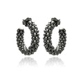 Silver 925 Black Rhodium Plated Italian Crescent Stud Earrings - ITE00032BLK