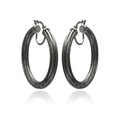 Silver 925 Black Rhodium Plated Italian Hoop Earrings - ITE00033BLK