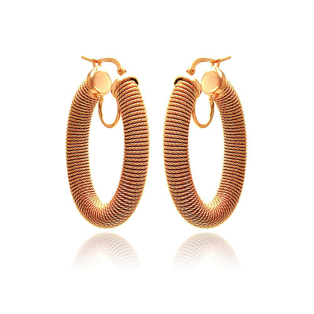 Silver 925 Rose Gold Plated Hoop Earrings - ITE00041RGP