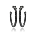 Silver 925 Black Rhodium Plated Hoop Earrings - ITE00042BLK