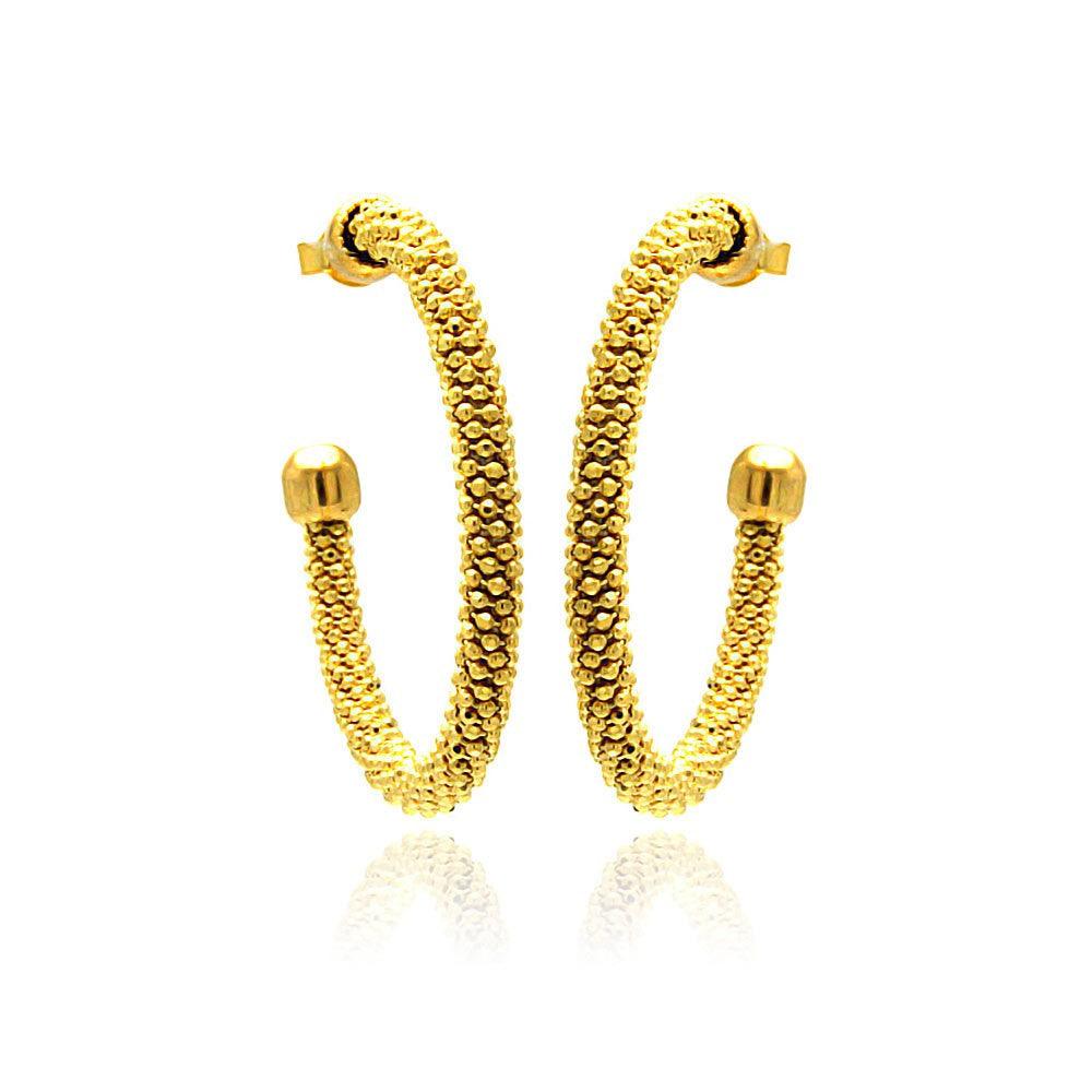 Silver 925 Gold Plated Hoop Earrings - ITE00042GP