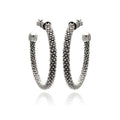 Silver 925 Rhodium Plated Hoop Earrings - ITE00042RH