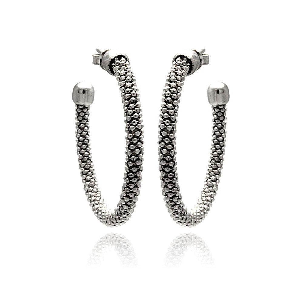 Silver 925 Rhodium Plated Hoop Earrings - ITE00042RH