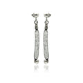 Silver 925 Rhodium Plated Dangling Mesh Stud Earrings - ITE00046BLK