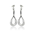 Silver 925 Black Rhodium Plated Dangling Horse Shoe Design Mesh Stud Earrings - ITE00050BLK